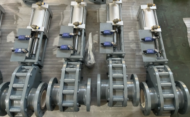 YFL Pneumatic ceramic double disc gate valves with Schneider limit switches